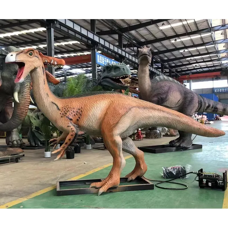 Outdoor Adventure Educator - アニメーション恐竜のグラスファイバー製スチール像、樹脂製、屋内外庭園用、家庭、学校、教育的冒険公園、ショッピングモール向け