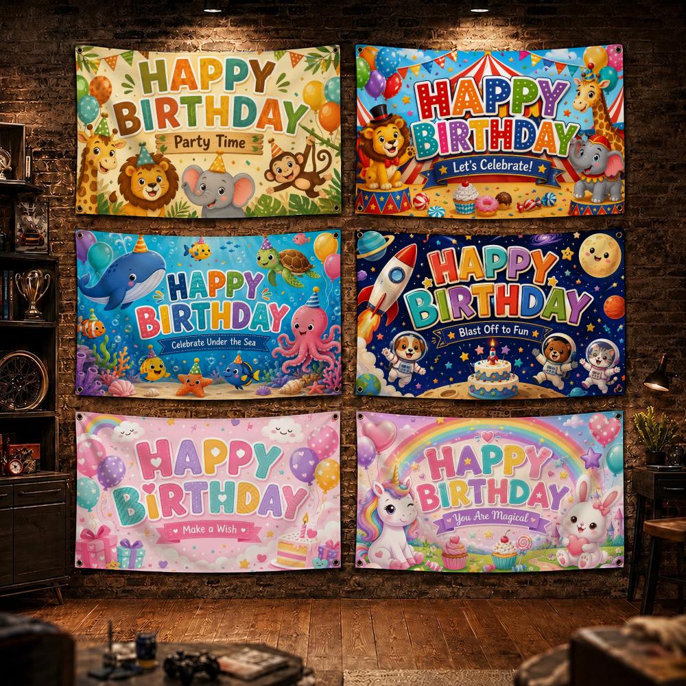 Outdoor Adventure Birthday Party - 冒険テーマの誕生日パーティー用フラッグ、寝室用フラッグ、家の装飾アイテム、屋外装飾、ガレージ装飾、フラッグ
