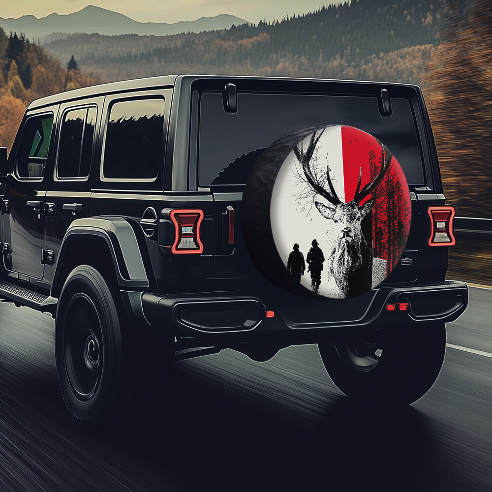 Outdoor Adventure Jeep - 鹿狩りシーン タイヤカバー ポリエステル繊維 ジープ トラック SUV