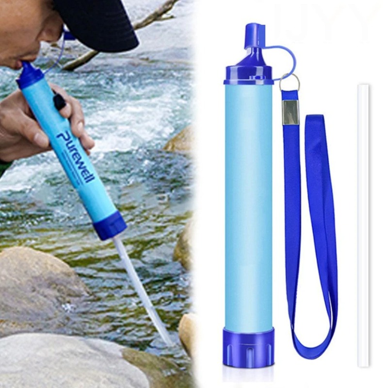 Outdoor Adventure Gear - バックパッキング用携帯型浄水ストロー 緊急用浄水器 軽量サバイバルろ過ギア アウトドアアドベンチャー用