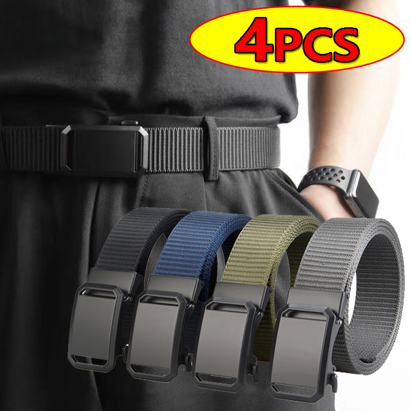 Outdoor Adventure Training - メンズベルト タクティカルキャンバス オートマチックメタルバックルベルト 耐久性 カジュアル アウトドア