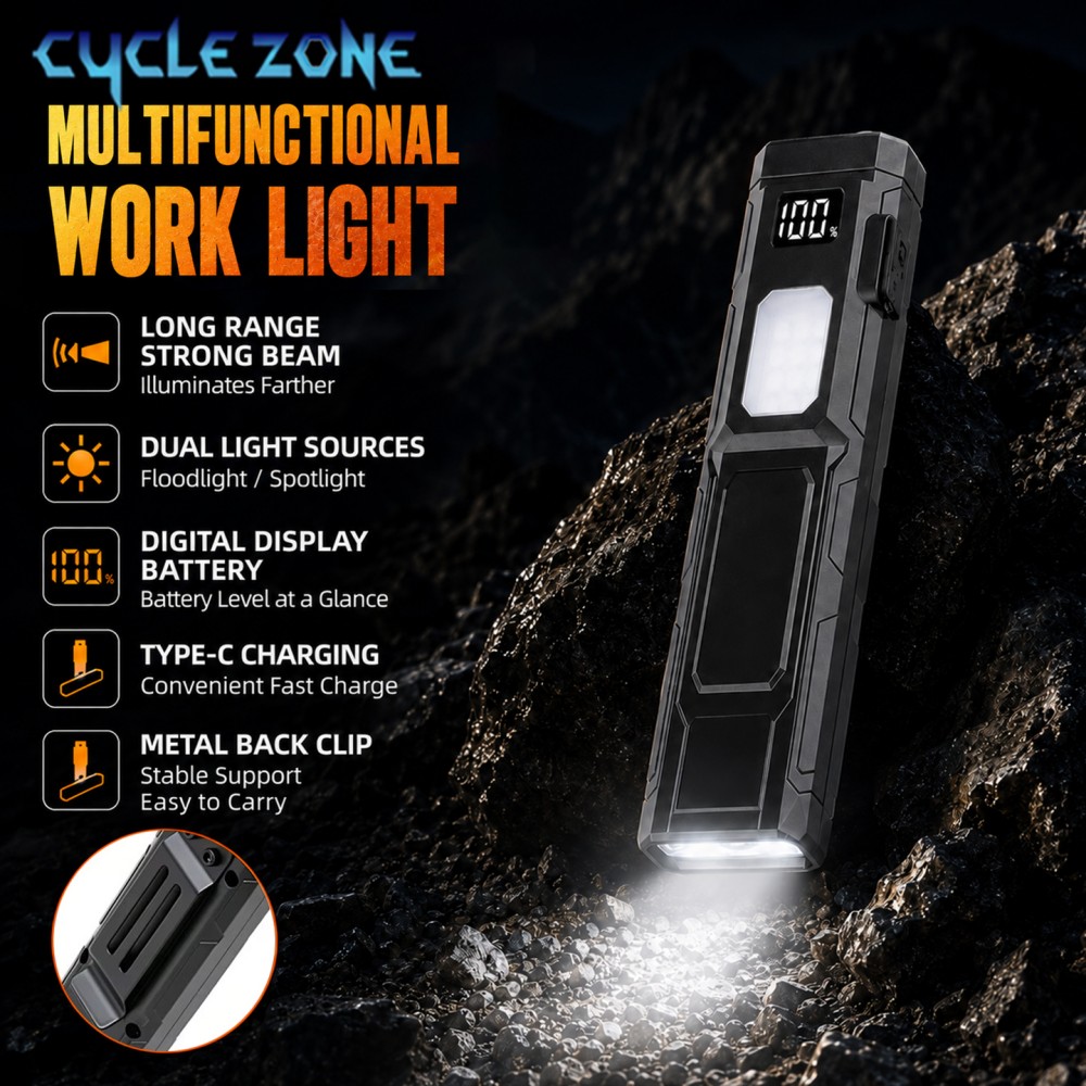 Outdoor Adventure Activities - ポータブルポケットLED懐中電灯、Type-C充電式、デジタルディスプレイ、軽量、クリップ付き、修理作業やアウトドア活動に最適