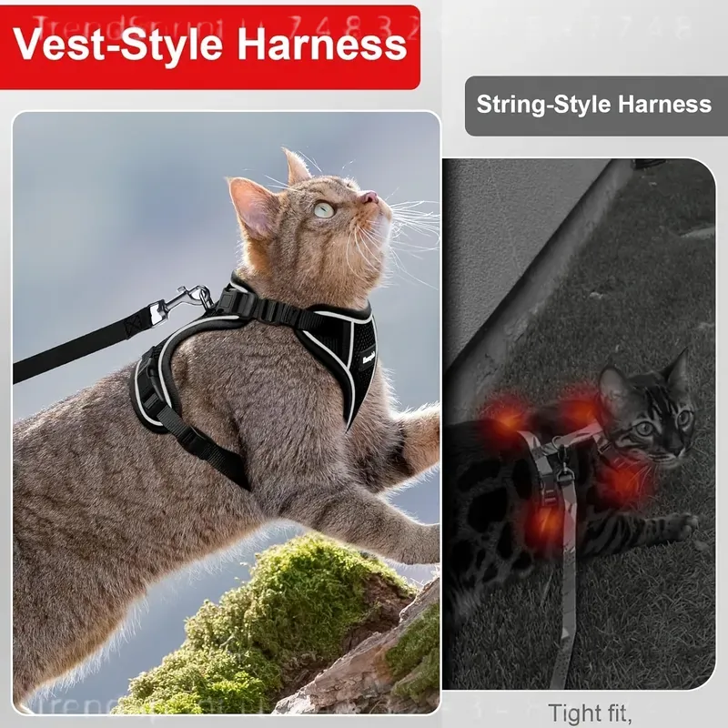 猫用ハーネスとリードセット、脱走防止、柔らかく調節可能、通気 - Outdoor Adventure And Travel のレビューと価格
