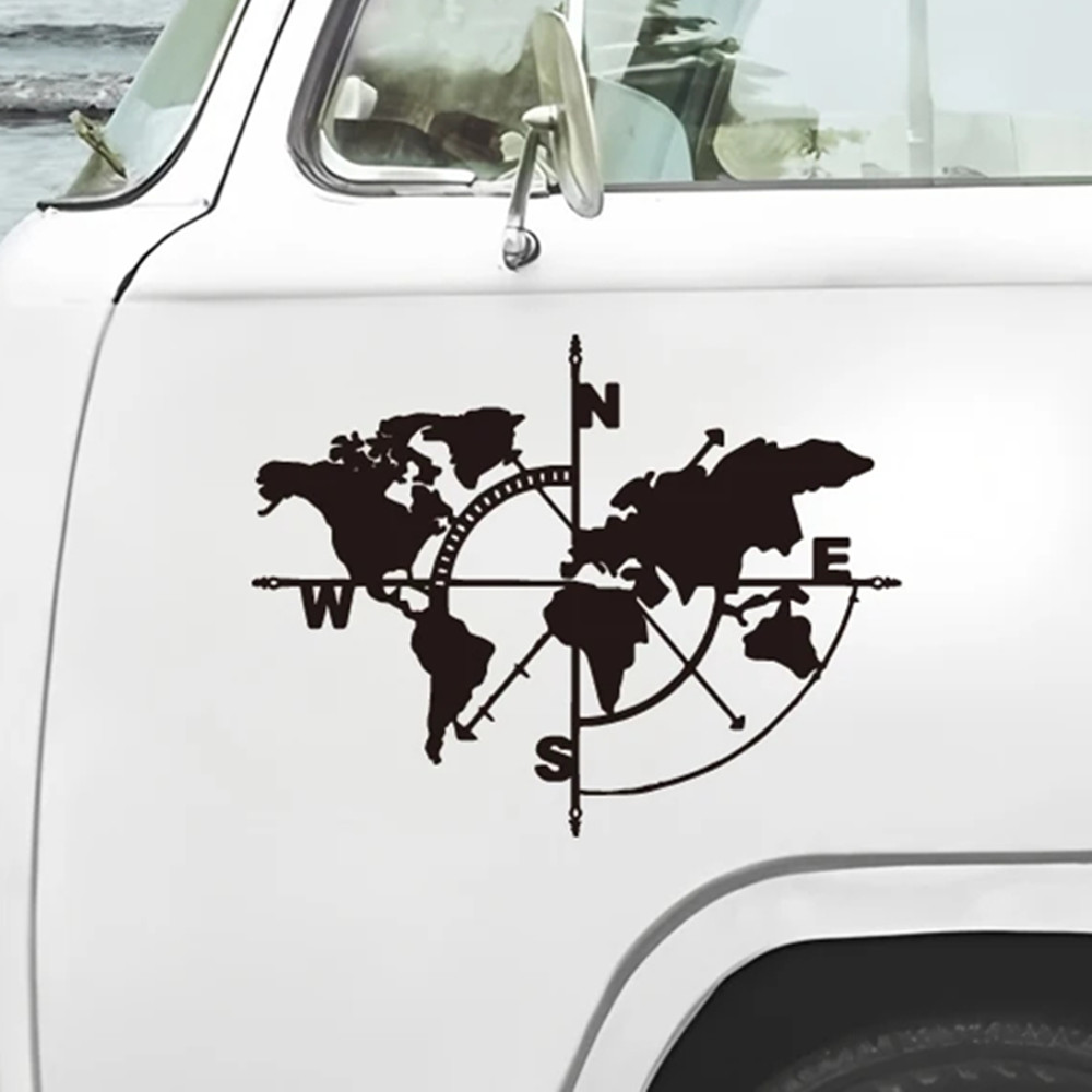 コンパス世界地図ビニールデカール、SUVジープトラックRV用 - Outdoor Adventure Jeep のレビューと価格