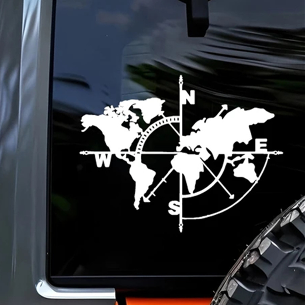 コンパス世界地図ビニールデカール、SUVジープトラックRV用 - Outdoor Adventure Jeep のレビューと価格