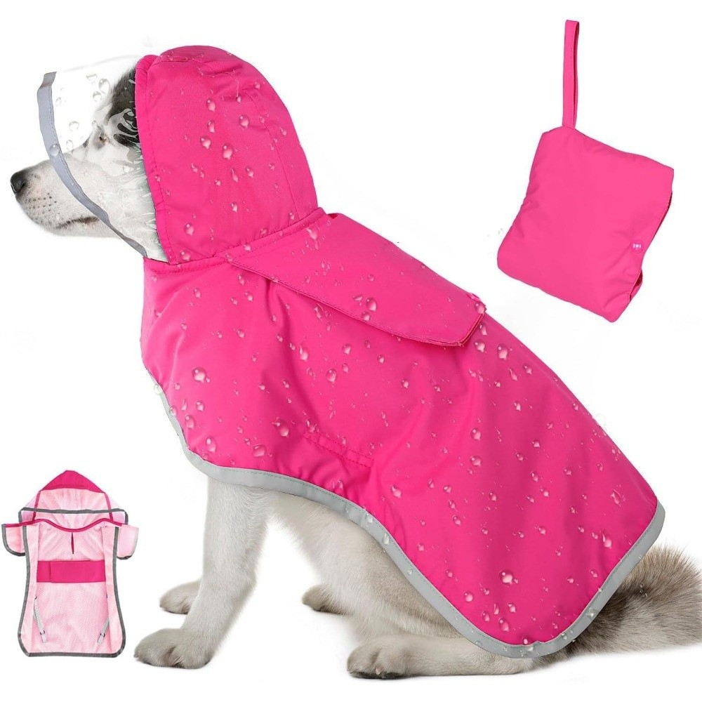 防水犬用フード付きレインコート反射ストリップ付き防風ペットレ - Outdoor Adventure Gear のレビューと価格