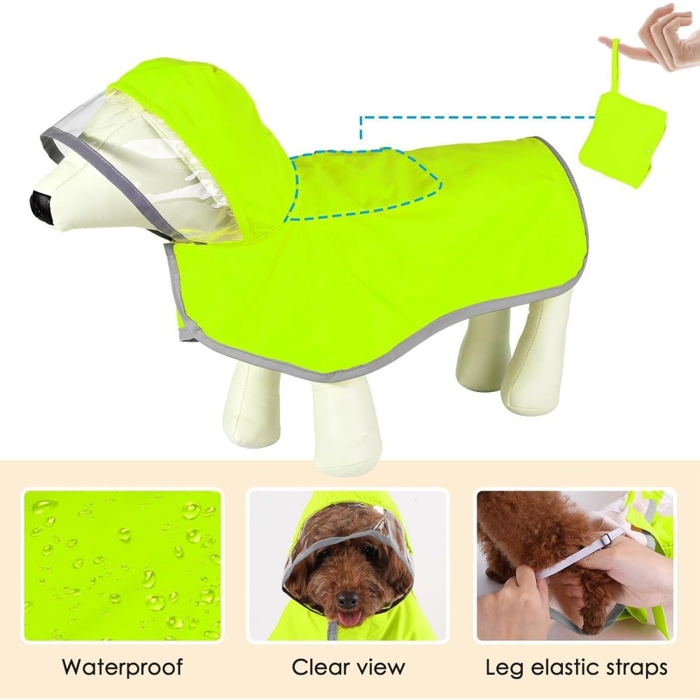 防水犬用フード付きレインコート反射ストリップ付き防風ペットレ - Outdoor Adventure Gear のレビューと価格