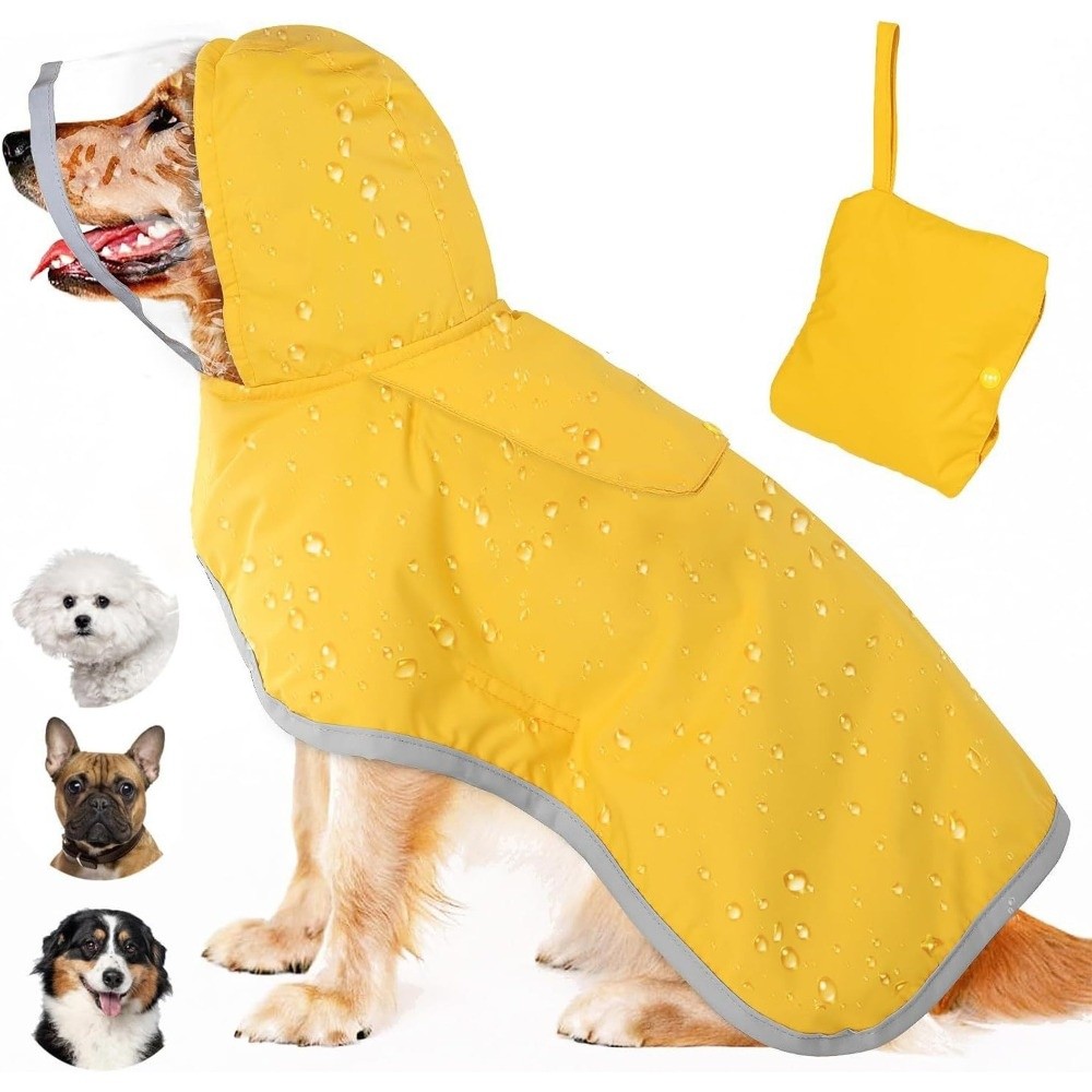 防水犬用フード付きレインコート反射ストリップ付き防風ペットレ - Outdoor Adventure Gear のレビューと価格