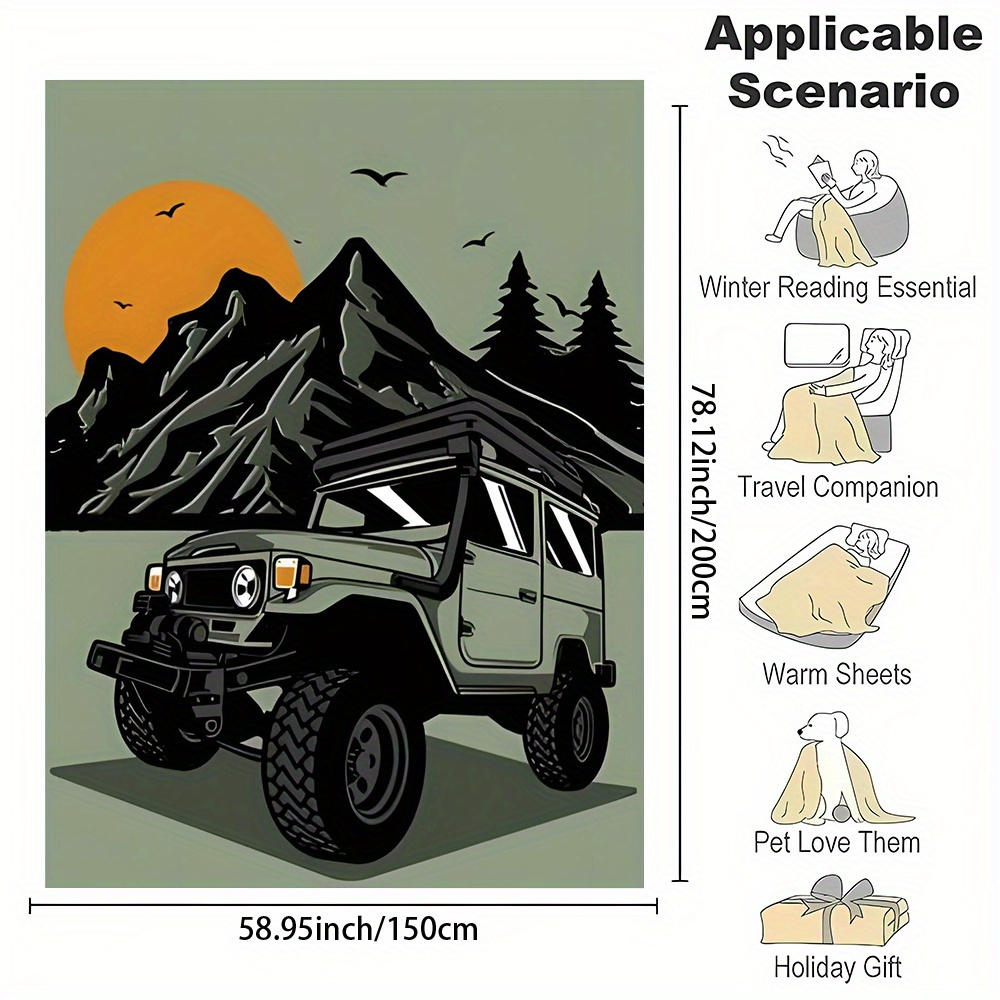 居心地の良いキャンプジープのイラスト入りスローケット、アウト - Outdoor Adventure Jeep のレビューと価格