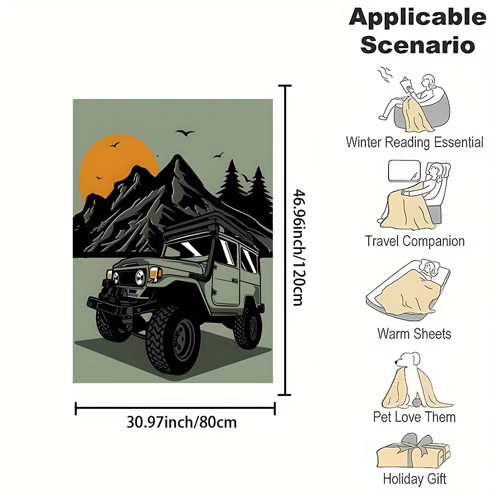 居心地の良いキャンプジープのイラスト入りスローケット、アウト - Outdoor Adventure Jeep のレビューと価格
