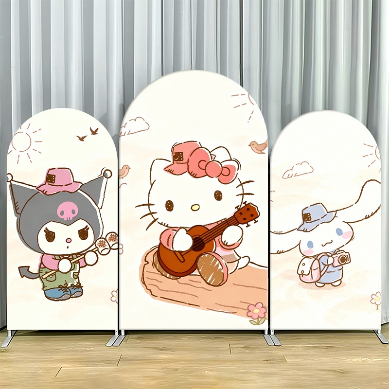 2Dフラットアーチ型背景幕カバー シングルレイヤー ノンスト - Outdoor Adventure Birthday Party のレビューと価格