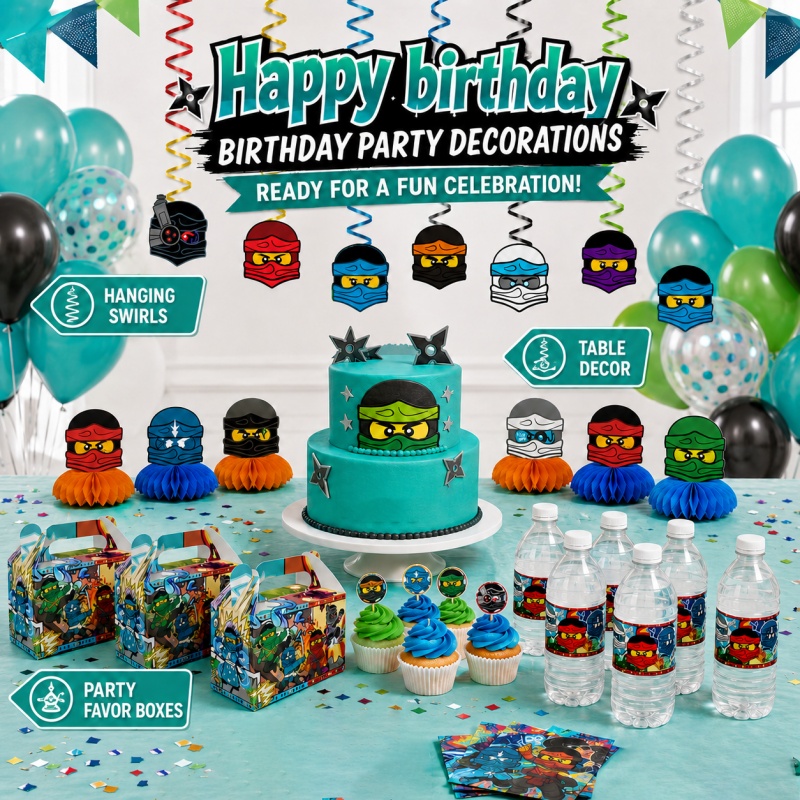 忍者コンビネーション誕生日パーティーデコレーションセット 室 - Outdoor Adventure Birthday Party のレビューと価格